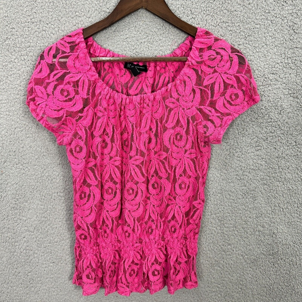 INC International Concepts Pink Lace Top Womens Petite Small Layering Coquette